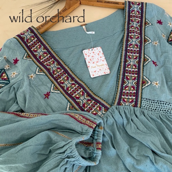 Free People Aria Boho Embroidered Crochet Top - Picture 4 of 9